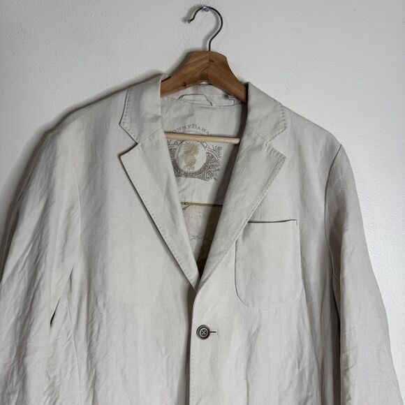 Tommy Bahama Blazer Mens Small Beige Linen Silk Blend Unstructured Casual Jacket - Picture 2 of 10